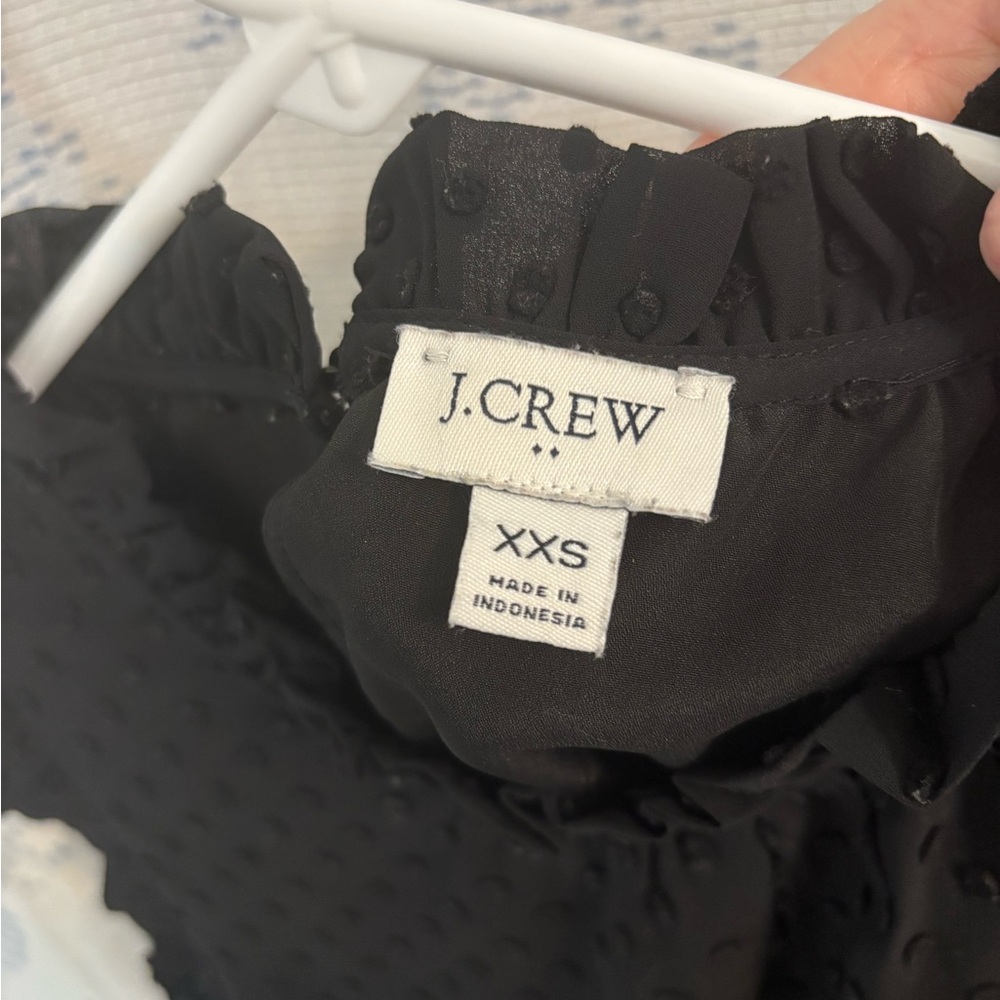 Sweet J. Crew Black Ruffled Clip Dot Blouse - Picture 7 of 8